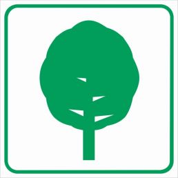 Znak "Skupisko drzew liściastych"