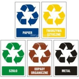 Znak "Etykiety na pojemniki na odpady"