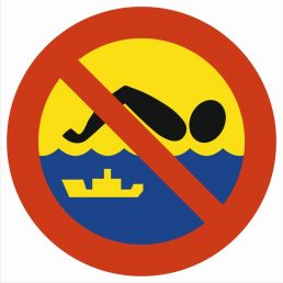 Tablica "Kąpiel zabroniona - szlak żeglugowy"