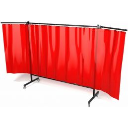 Parawan spawalniczy czerwony DEFENDER 3600 x 2000 mm z kurtyną foliową