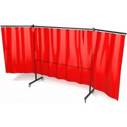 Parawan spawalniczy czerwony PROTECTOR 4000 x 2000 mm z kurtyną foliową