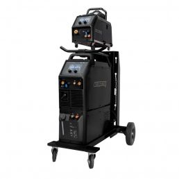 Spawarka SPARTUS ProMIG 505 na wózku z chłodnicą oraz zewnętrznym podajnikiem 4 rolkowym