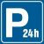 Piktogram RA118 - "Parking strzeżony - czynny całą dobę" - 20x20cm; płyta 1mm