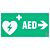 Znak informacyjny "Defibrylator AED w lewo" 300x150 mm, płyta 1 mm