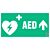 Znak informacyjny "Defibrylator AED w górę" 400x200 mm, płyta 1 mm