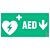 Znak informacyjny "Defibrylator AED w dół" 300x150 mm, płyta 1 mm