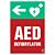 Znak informacyjny "Defibrylator AED w dół w lewo" 200x300 mm, płyta 1 mm