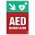 Znak informacyjny "Defibrylator AED w dół w prawo" 200x300 mm, płyta 1 mm