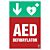 Znak informacyjny "Defibrylator AED w dół" 200x300 mm, płyta 1 mm
