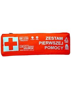 Apteczka samochodowa BOXMET DIN 13164 + trójkąt i kamizelka ostrzegawcza