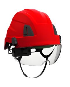 Hełm ochronny PROTEKT ATRA 40 z osłoną oczu S41 - czerwony