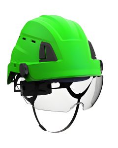 Hełm ochronny PROTEKT ATRA 40V z osłoną oczu S40 - zielony Hi-Vis (odblaskowy kolor)
