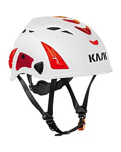 Hełm Superplasma AQ HI-VIZ - biały z czerwonymi naklejkami