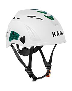 Hełm Superplasma AQ HI-VIZ - biały z zielonymi naklejkami