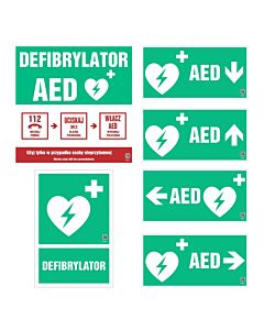 Zestaw znaków informacyjnych AED