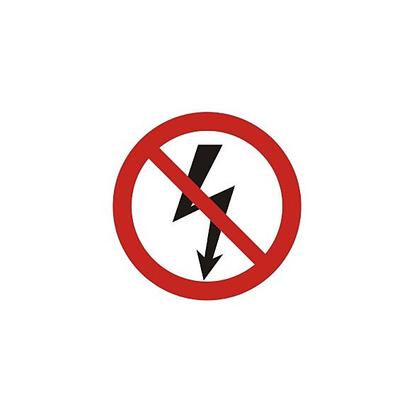 Znak GB005 - "Nie załączać urządzeń elektrycznych" - 20x20cm; płyta 1mm
