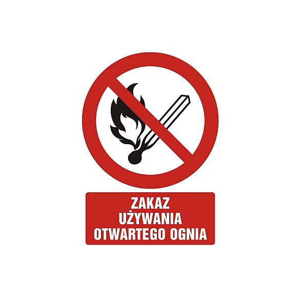 Znak GC037 - "Zakaz używania otwartego ognia" - 20x30cm; folia