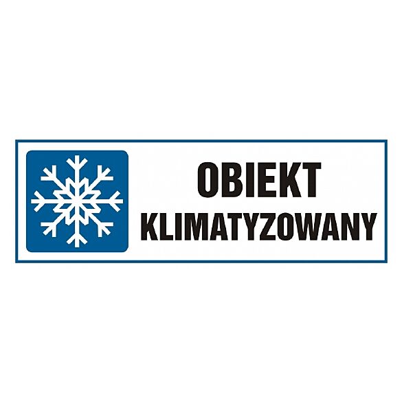 Znak NC024 - "Obiekt klimatyzowany" - 15x5cm; folia