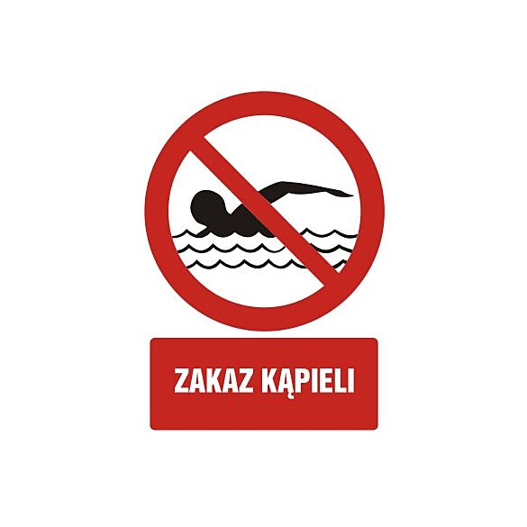 Znak GC055 - "Zakaz kąpieli" - 20x30cm; folia