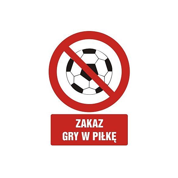 Znak GC049 - "Zakaz gry w piłkę" - 20x30cm; płyta 1mm
