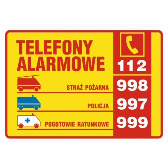 Znak "Tabliczki telefonów alarmowych" DA003