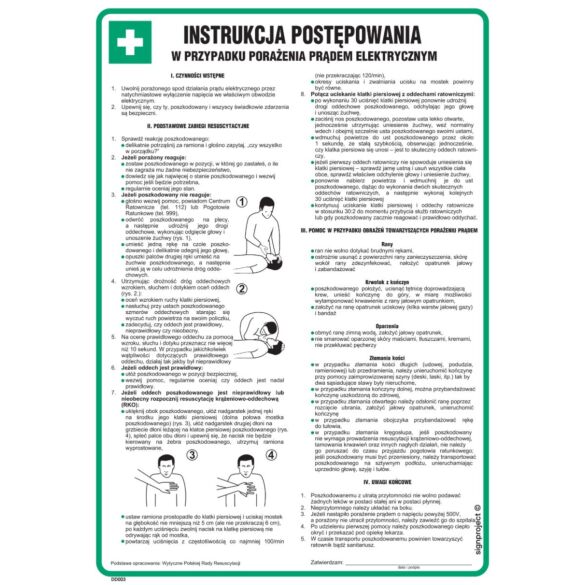 Instrukcja postępowania w wypadku porażenia prądem elektrycznym - DD003