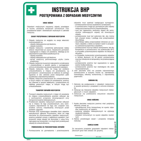 Instrukcja BHP postępowania z odpadami medycznymi - DD010