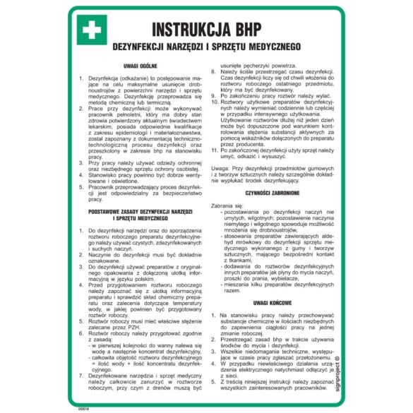 Instrukcja BHP dezynfekcji narzędzi i sprzętu medycznego - DD018