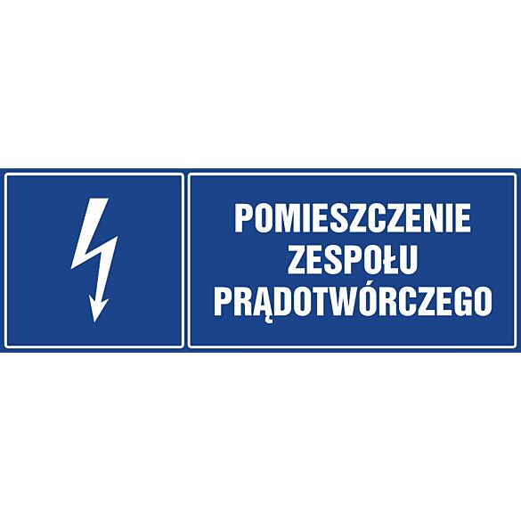 Znak "Pomieszczenie zespołu prądotwórczego"