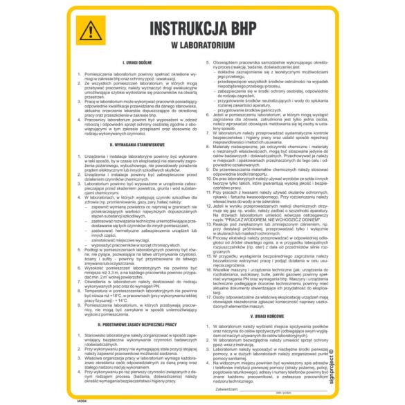 Instrukcja ogólna BHP w laboratorium - IAD04