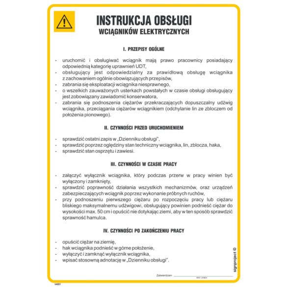 Instrukcja obsługi wciągników elektrycznych - IAE01
