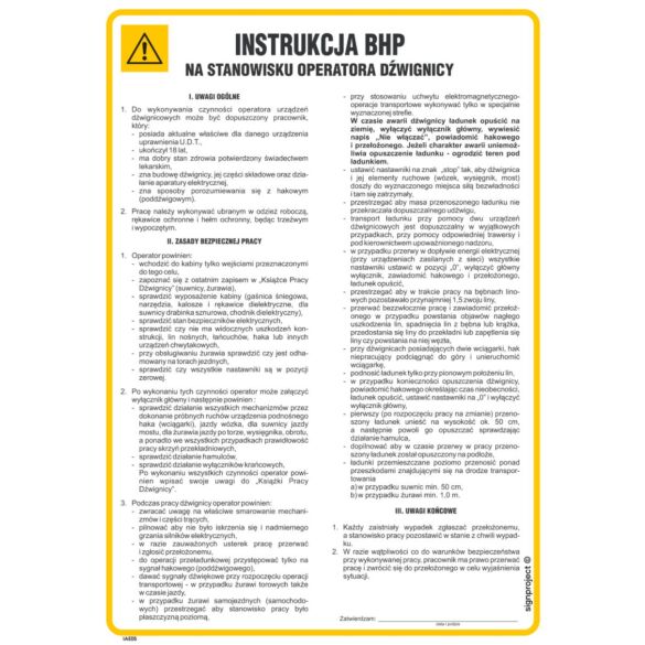 Instrukcja BHP na stanowisku operatora dźwignicy - IAE05