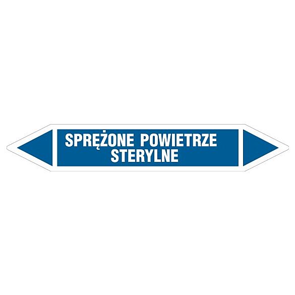 Znak JF428 - "SPRĘŻONE POWIETRZE STERYLNE" - arkusz 4 naklejek - 33,8x6cm; folia