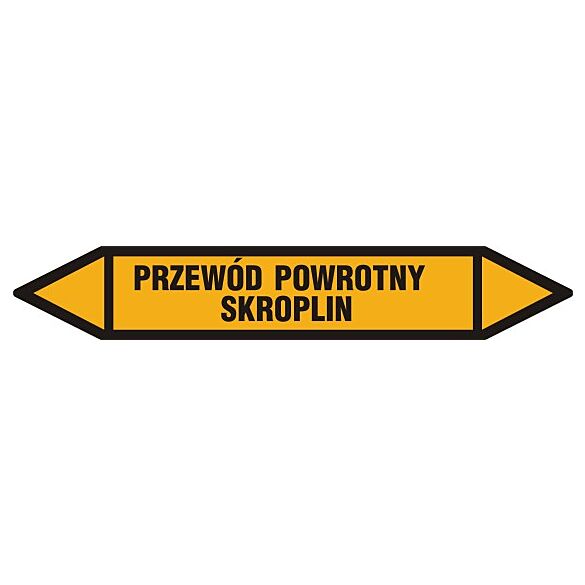 Znak JF371 - "PRZEWÓD POWROTNY SKROPLIN" - arkusz 16 naklejek - 14x2,5cm; folia