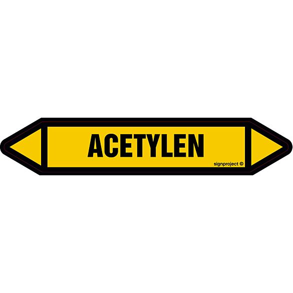 Znak JF007 - "ACETYLEN" - arkusz 4 naklejek - 33,8x6cm; folia