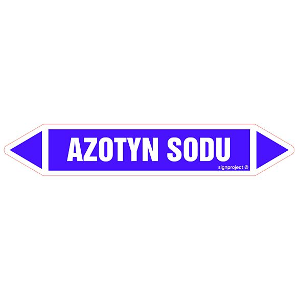 Znak JF034 - "AZOTYN SODU" - arkusz 5 naklejek - 22,5x4cm; folia