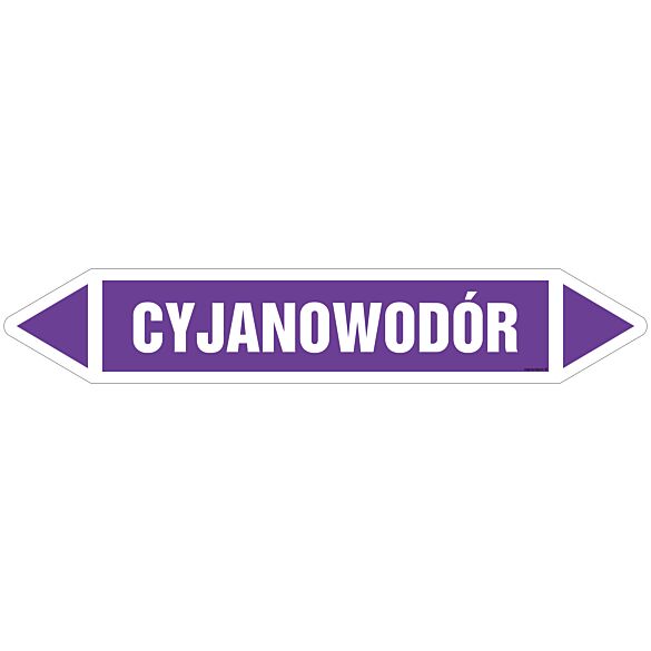 Znak JF106 - "CYJANOWODÓR" - arkusz 4 naklejek - 33,8x6cm; folia