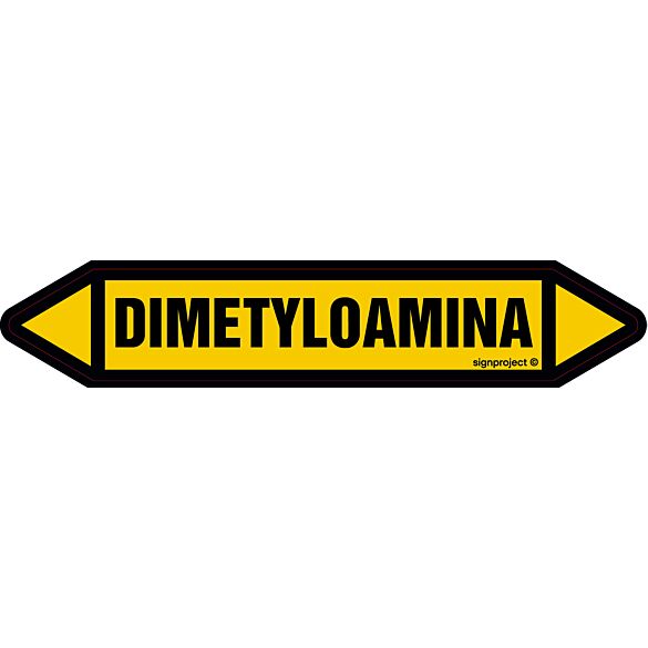 Znak JF122 - "DIMETYLOAMINA" - arkusz 4 naklejek - 33,8x6cm; folia