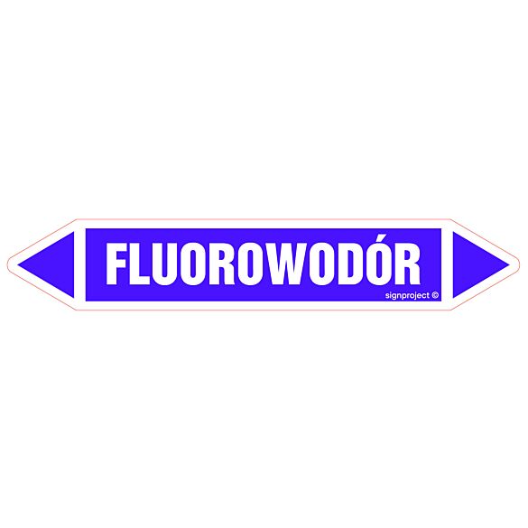 Znak JF161 - "FLUOROWODÓR" - arkusz 4 naklejek - 33,8x6cm; folia