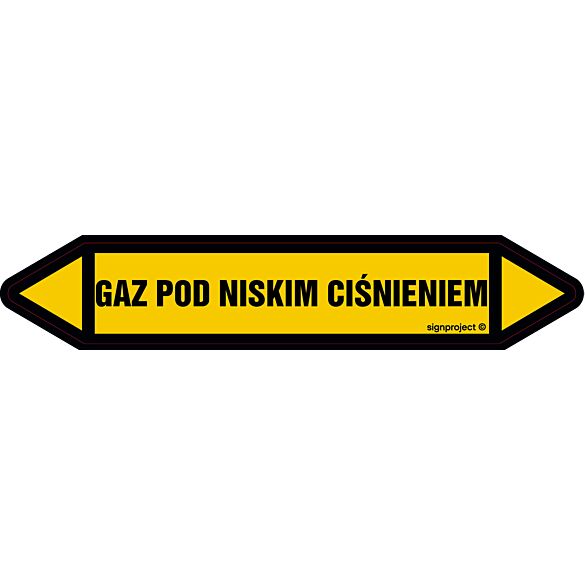 Znak JF187 - "GAZ POD NISKIM CIŚNIENIEM" - arkusz 16 naklejek - 14x2,5cm; folia