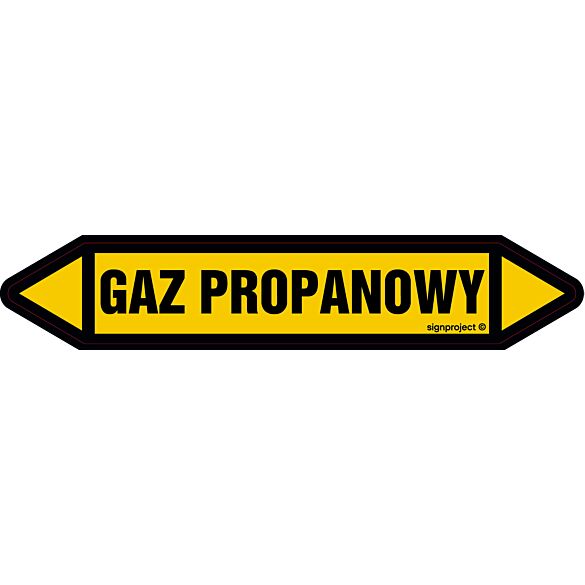 Znak JF188 - "GAZ PROPANOWY" - arkusz 16 naklejek - 14x2,5cm; folia