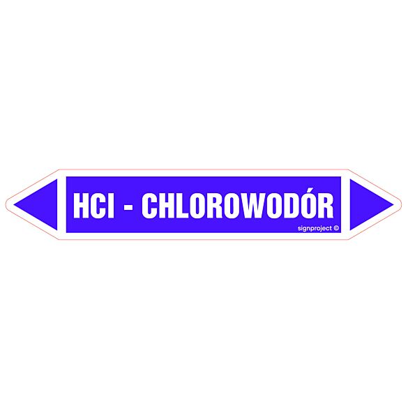 Znak JF195 - "HCl - CHLOROWODÓR" - arkusz 4 naklejek - 33,8x6cm; folia