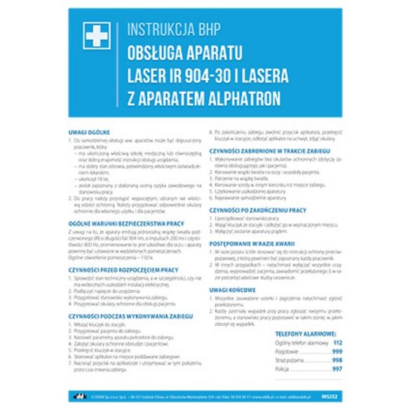 Obsługa aparatu LASER IR 904-30 i lasera z aparatem ALPHATRON