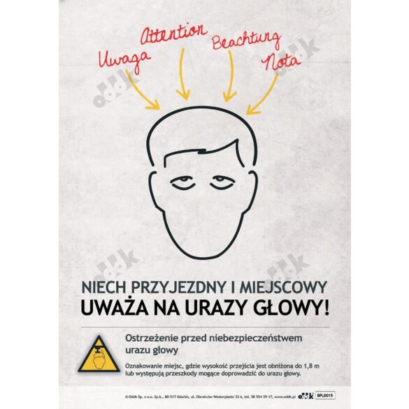 Ostrzeżenie przed niebezpieczeństwem urazu głowy