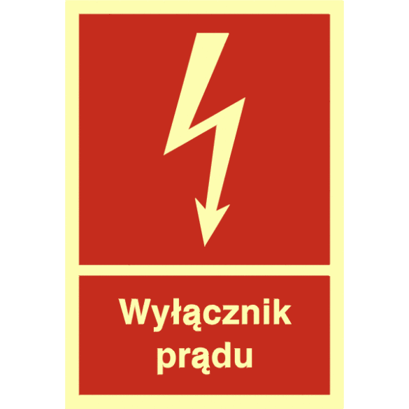 Znak BC007 - "Wyłącznik prądu" - 15x22,2cm; płyta 1mm fotolum.