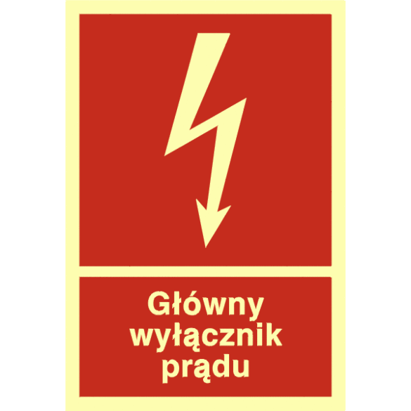 Znak BC008 - "Główny wyłącznik prądu" - 15x22,2cm; folia