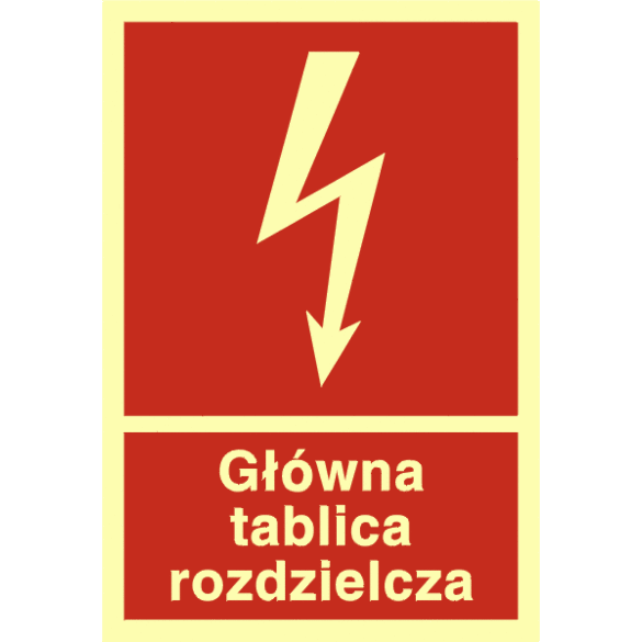 Znak BC010 - "Główna tablica rozdzielcza" - 15x22,2cm; płyta 1mm