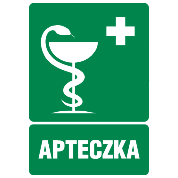 Znak GI008 - "Apteczka pierwszej pomocy" - 10x15cm; folia