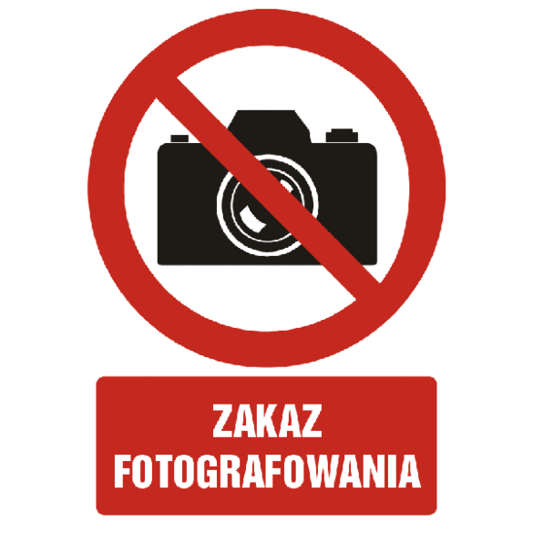 Znak GC028 - "Zakaz fotografowania" - 20x30cm; płyta 1mm