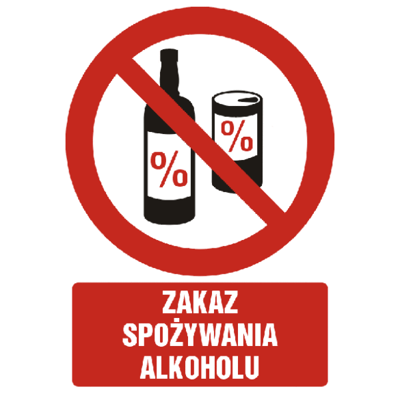 Znak GC031 - "Zakaz spożywania alkoholu" - 10x15cm; płyta 1mm